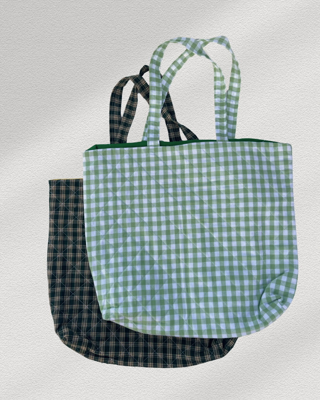 Green Gingham Tote Bag