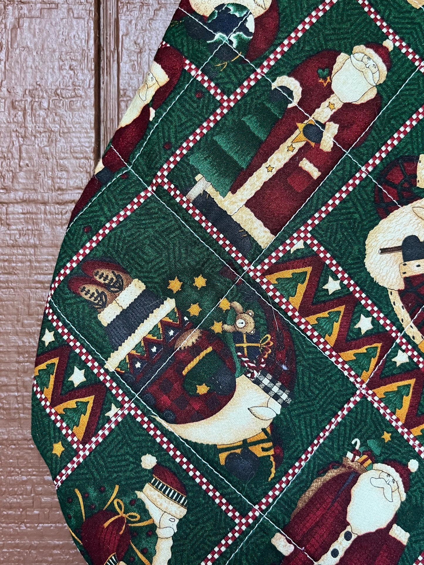 Poinsettia and Santa- Vintage Christmas Stocking