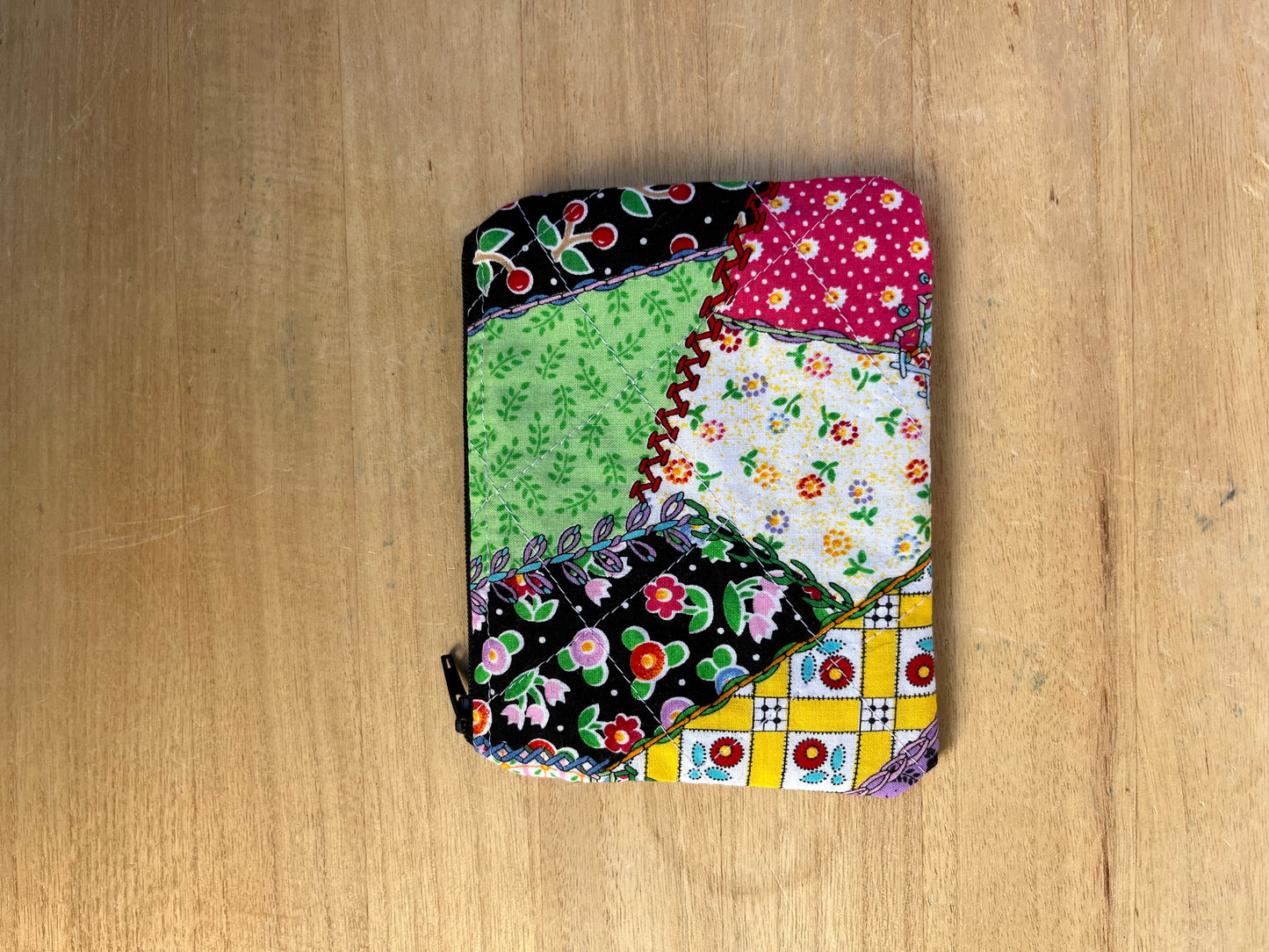 90's patchwork mini zip pouch