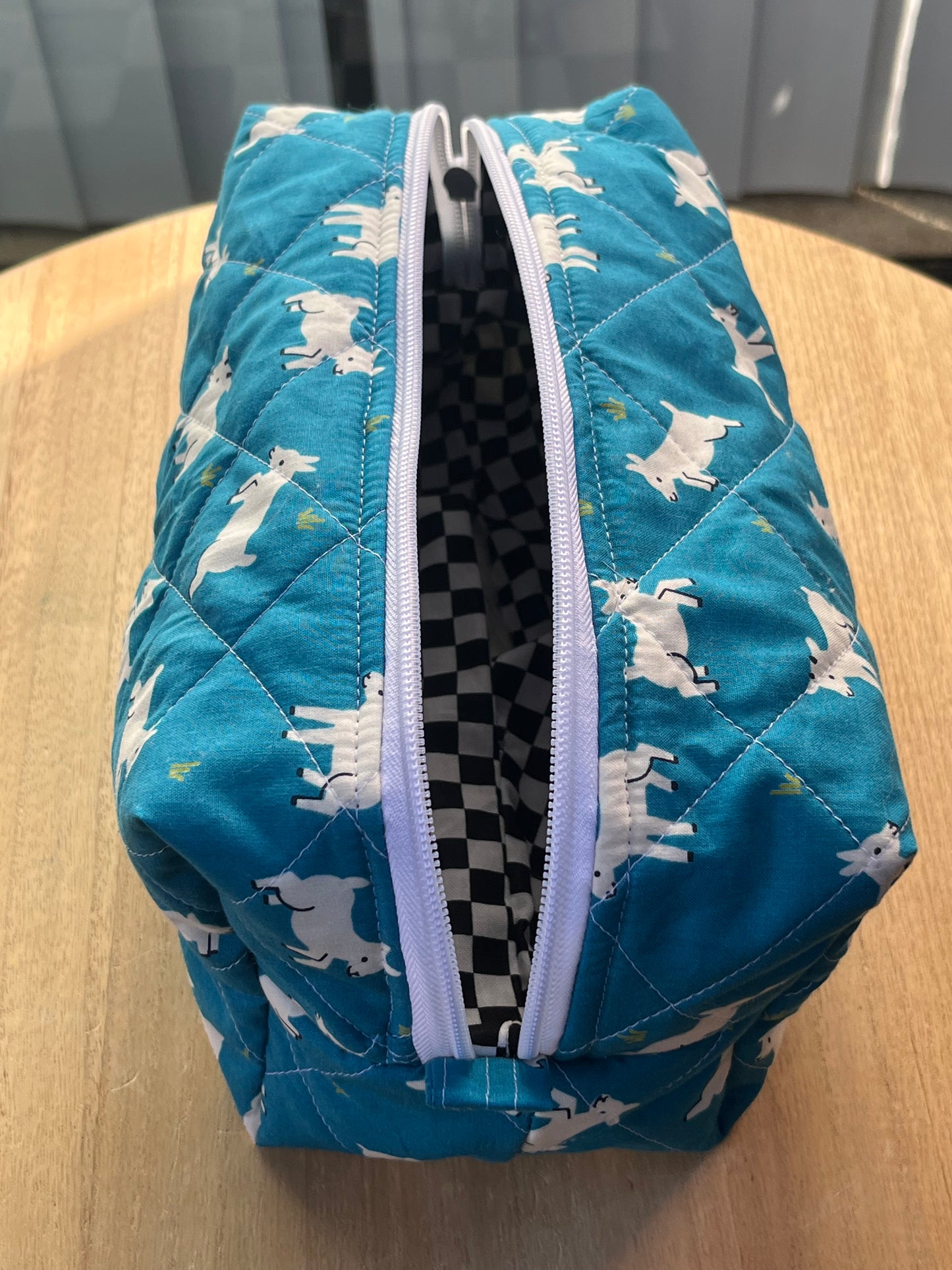 Goats on blue Chubby Makeup pouch