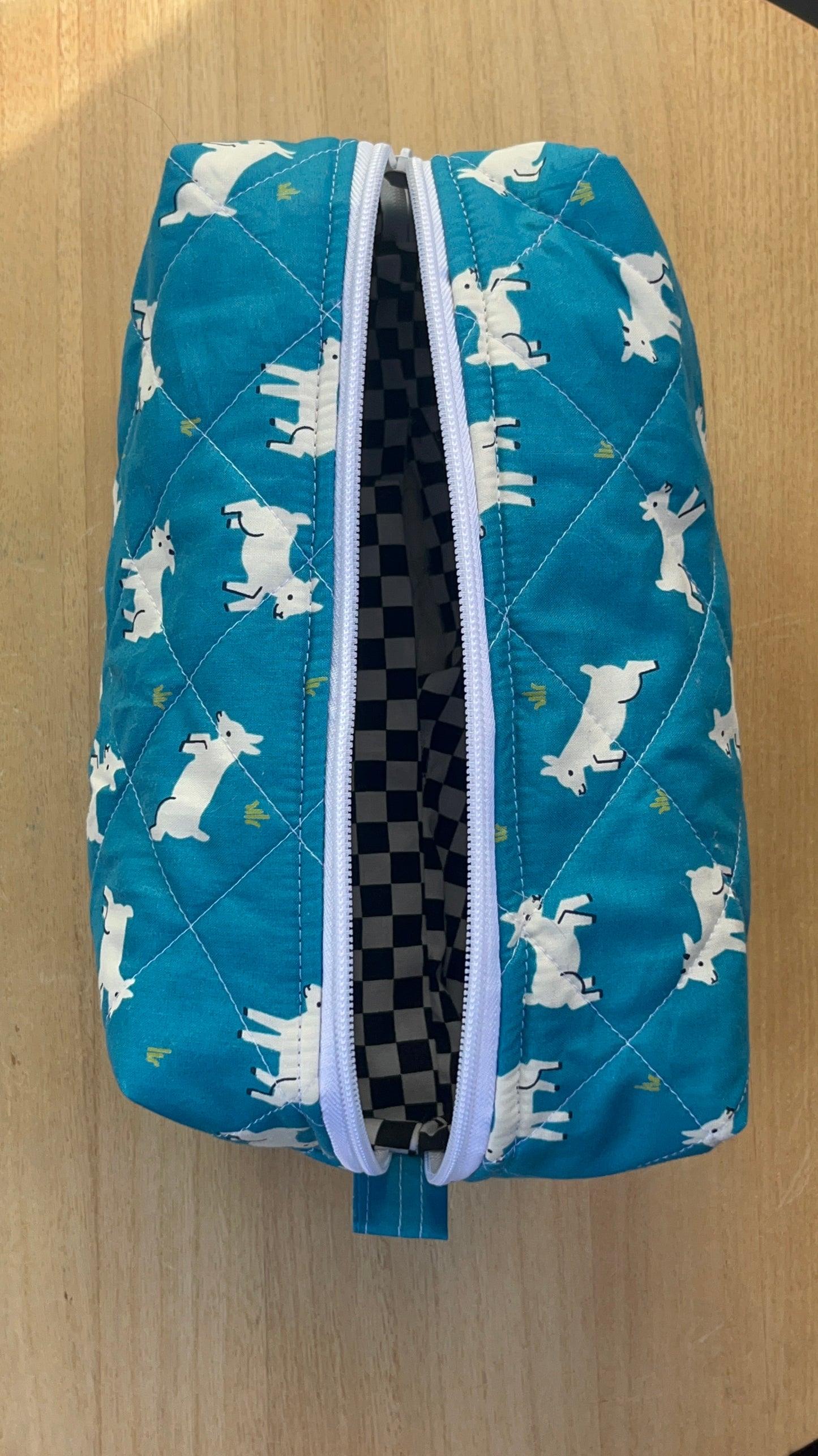 Goats on blue Chubby Makeup pouch