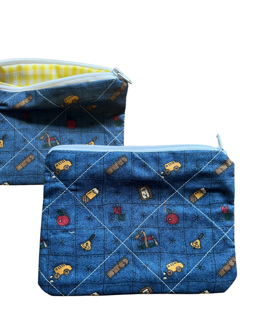 Riding the bus mini zip pouch