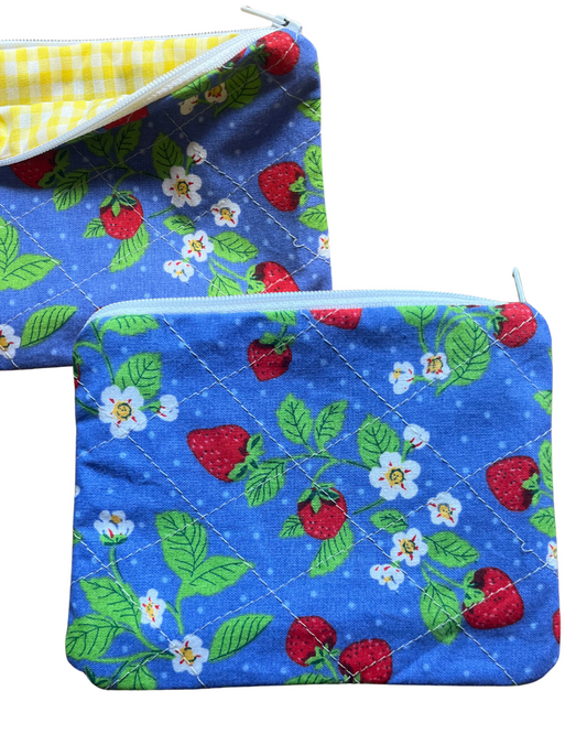 Flower and berries mini zip pouch