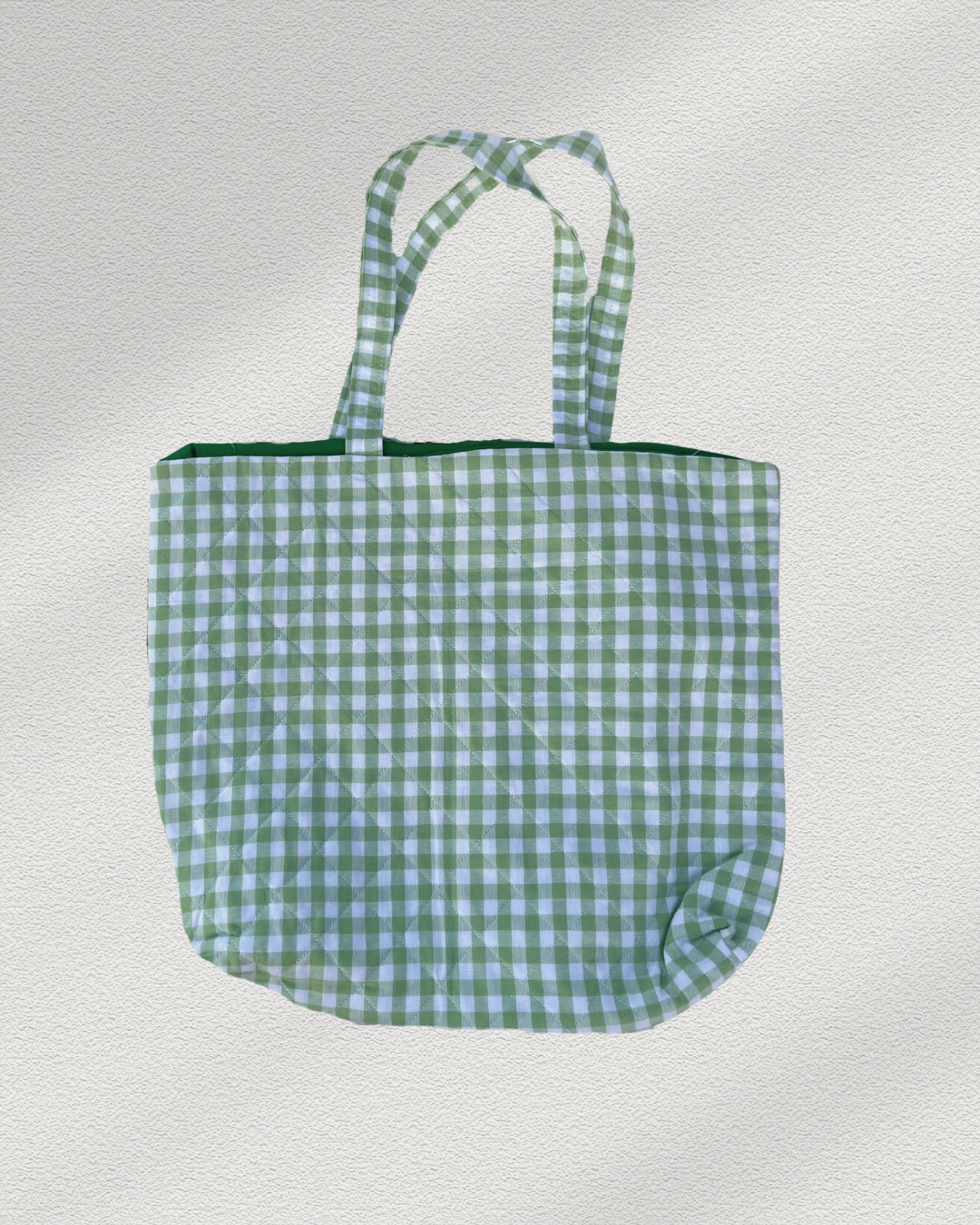 Green Gingham Tote Bag