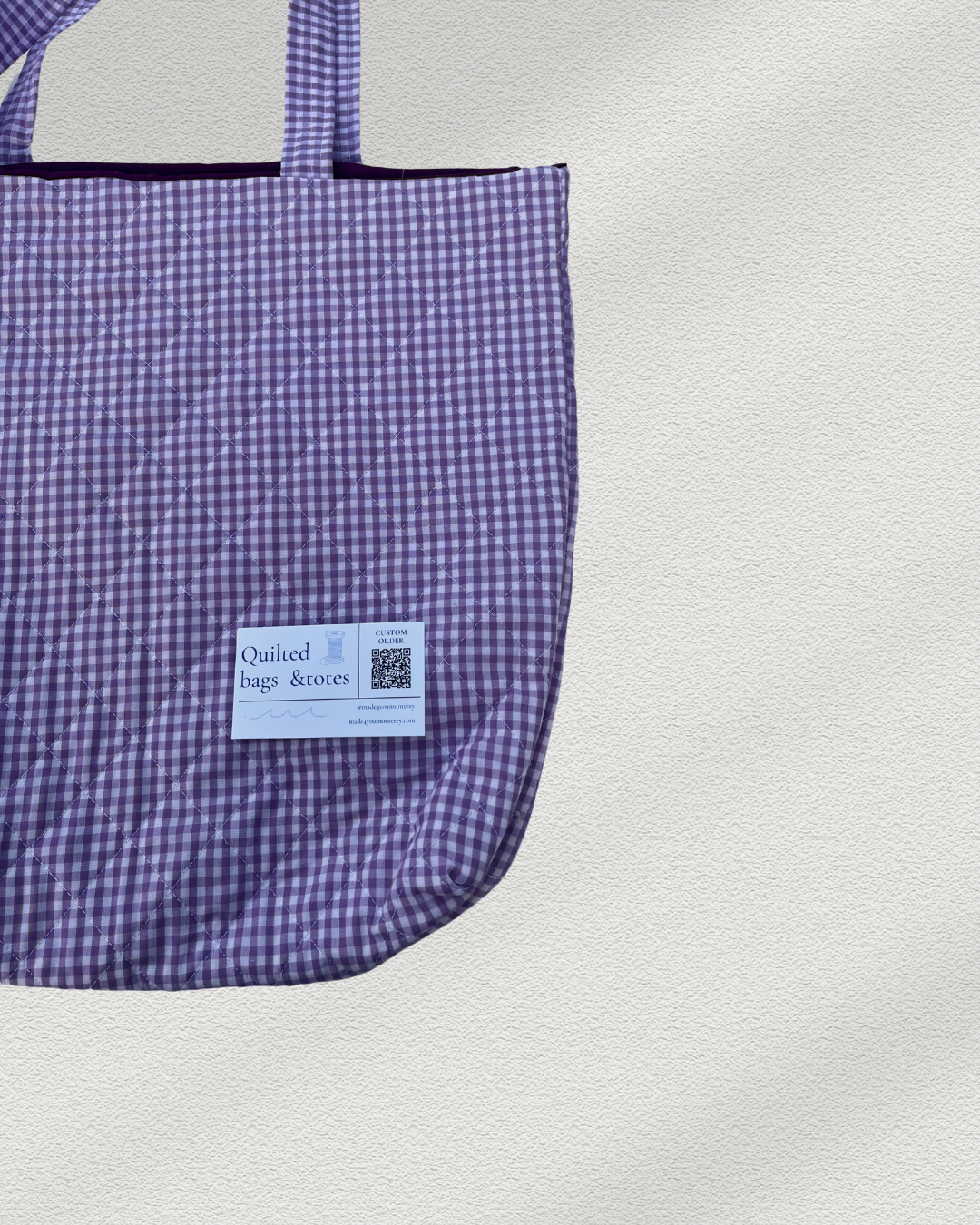 Lavender Gingham Tote Bag