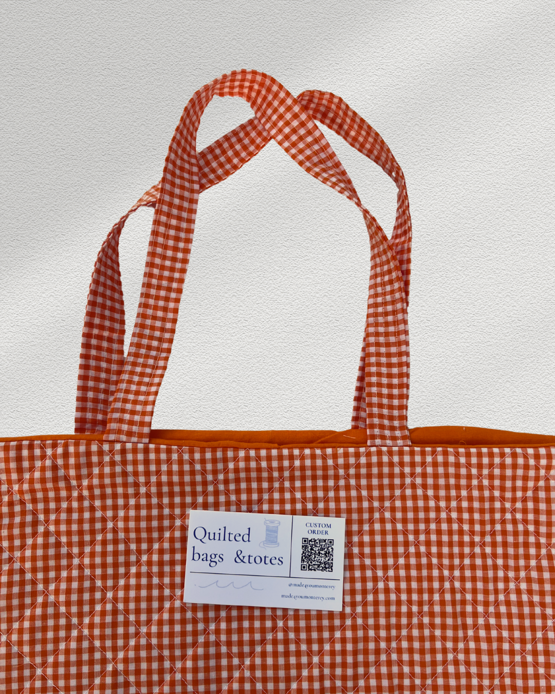 Tangerine Gingham Tote Bag