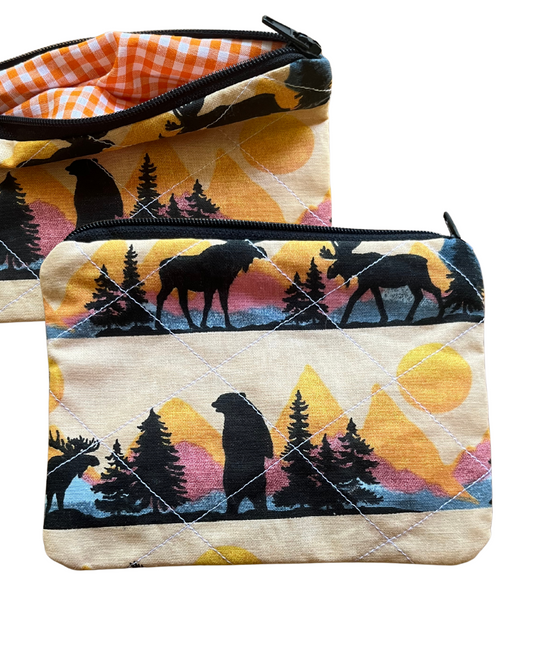 Sunset Bear mini zip pouch