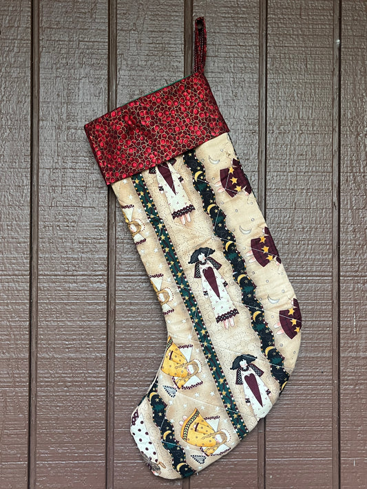 Cranberry Angels- Vintage Christmas Stocking
