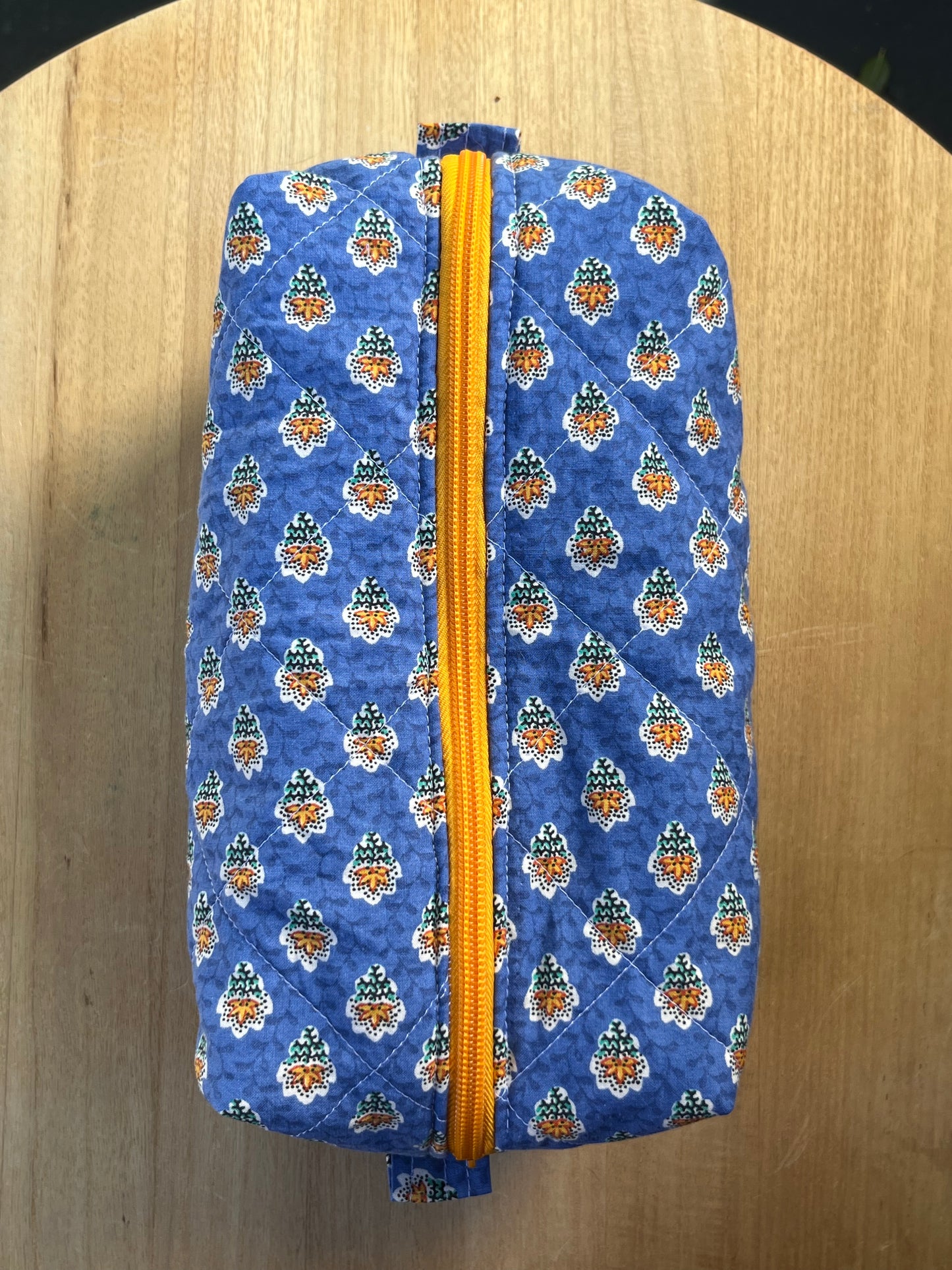 Cool Blue and bouquets Chubby Makeup pouch