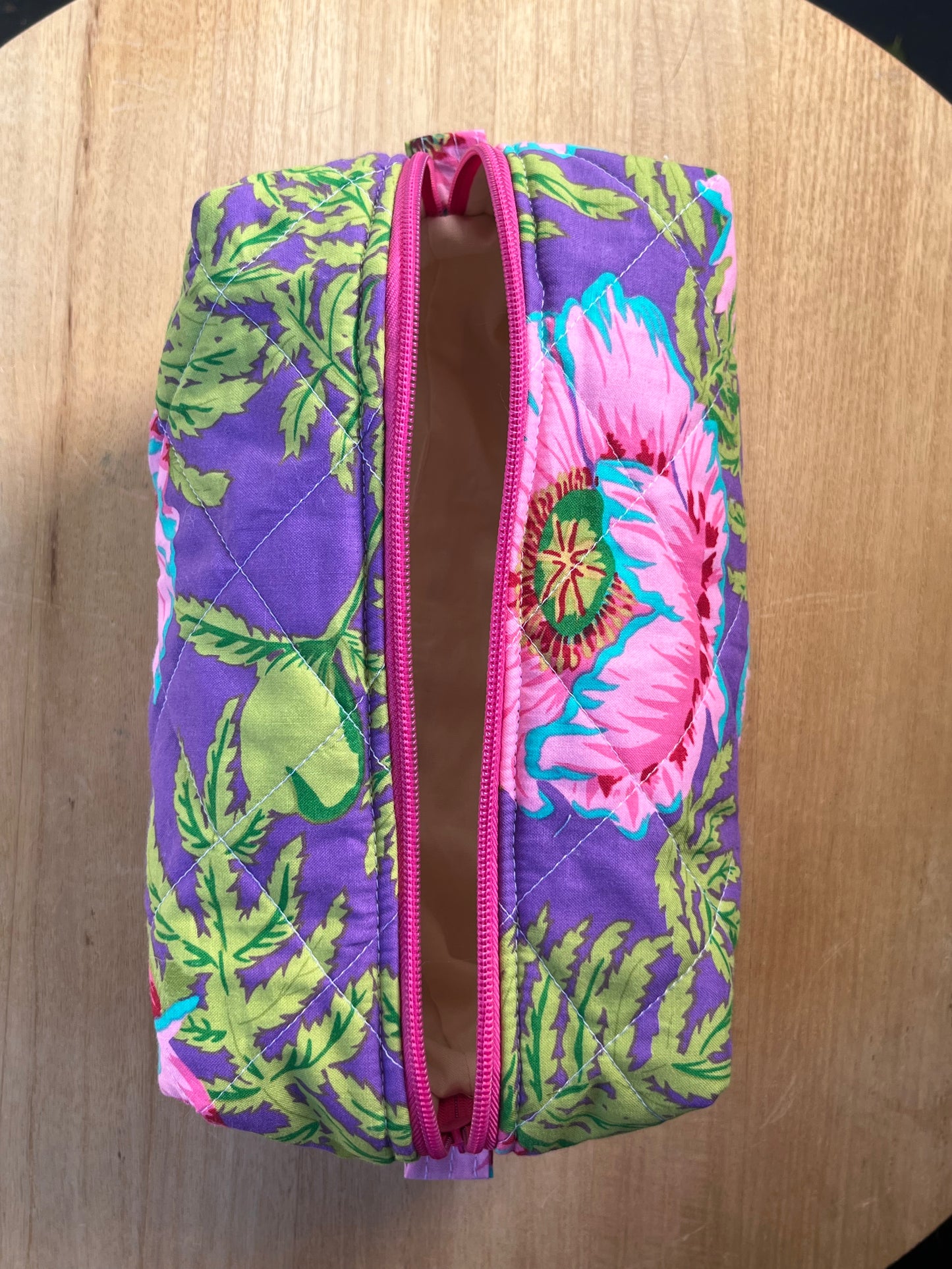 Bold Purple Flower Chubby Makeup pouch