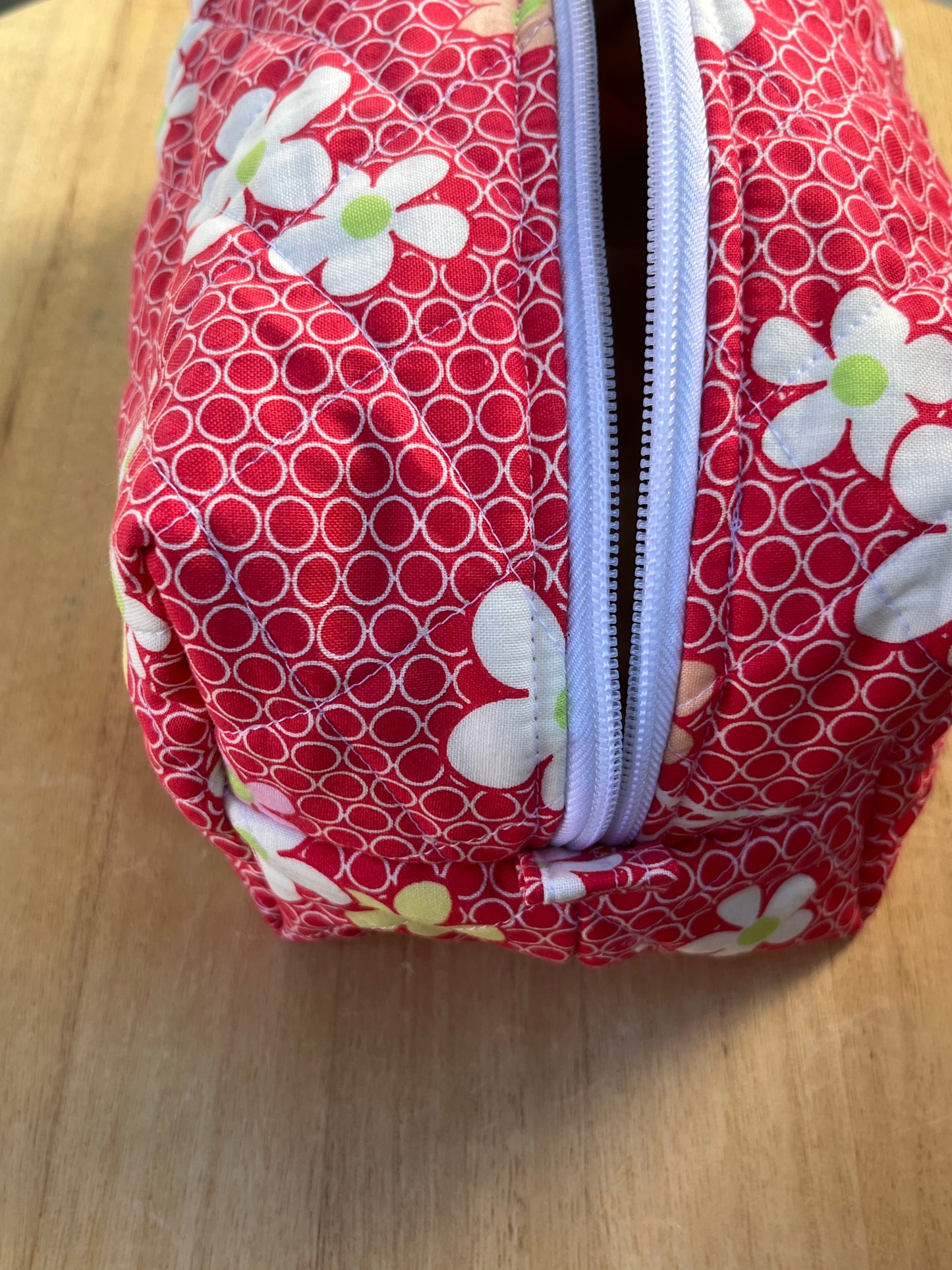 Groovy flowers on red Chubby Makeup pouch