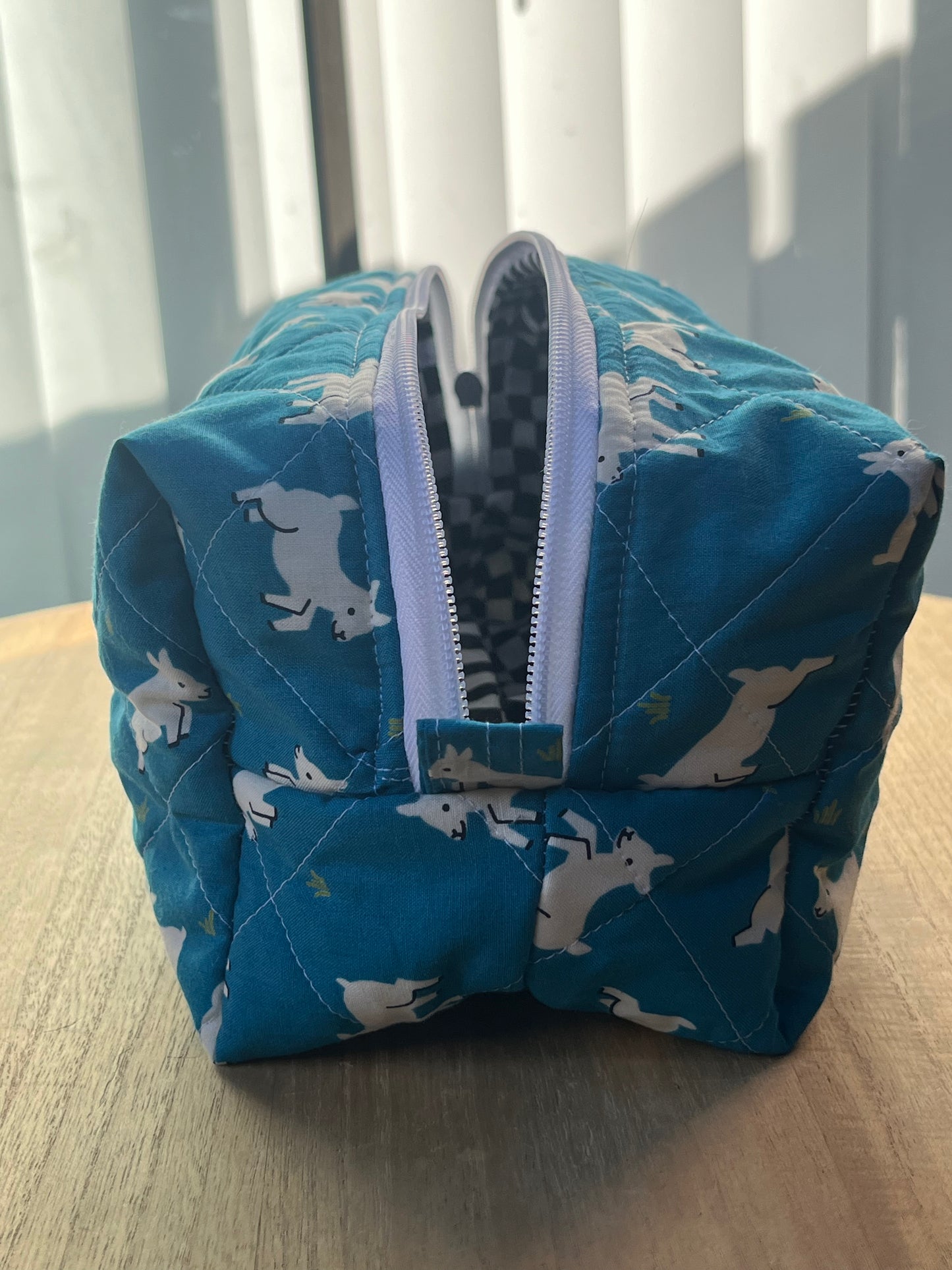 Goats on blue Chubby Makeup pouch